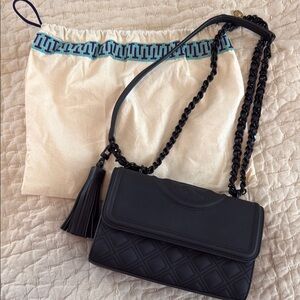 Black Quilted Chain Shoulder Bag from Tory Burch
